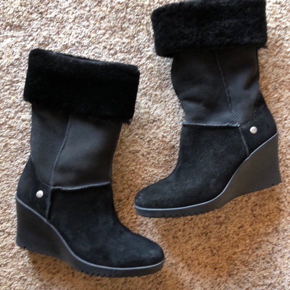 Ugg wedge boot black Clearance